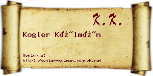 Kogler Kálmán névjegykártya